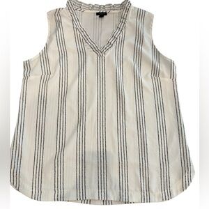 Sleeveless Striped V-Neck Top white with black design. Ann Taylor Size L womans